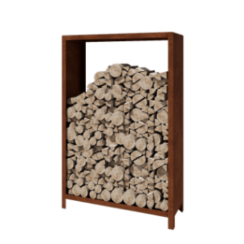 Range-bûches en acier Corten Indiana 180 x 120 x 40 cm