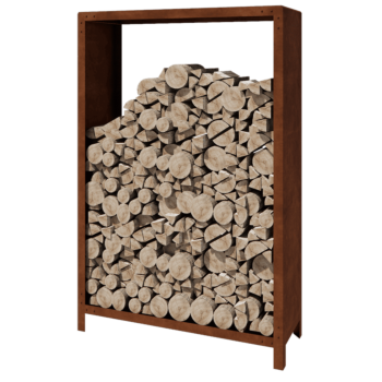 Range-bûches en acier Corten - Indiana - 120 x 40 x 180 cm