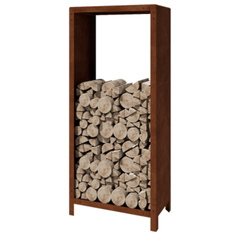 Range-bûches en acier Corten - Indiana - 80 x 40 x 180 cm