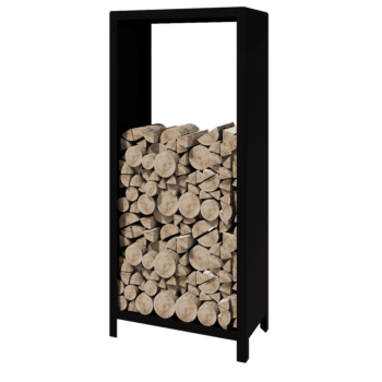 Range-bûches en acier - Indiana - 80 x 40 x 180 cm - RAL9005 mat (noir)