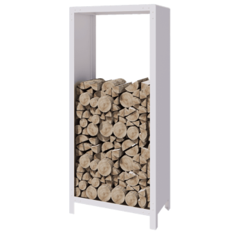 Range-bûches en acier - Indiana - 80 x 40 x 180 cm - RAL9010 mat (blanc)