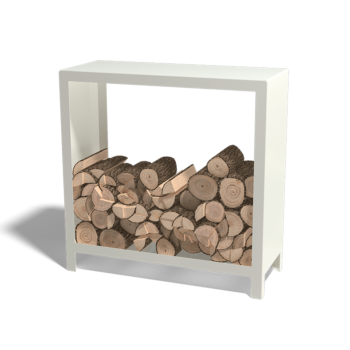 Range-bûches en acier - Indiana - 100 x 40 x 100 cm - RAL9010 mat (blanc)