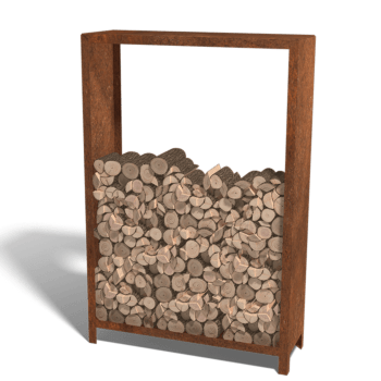 Range-bûches en acier Corten Indiana 180 x 120 x 40 cm
