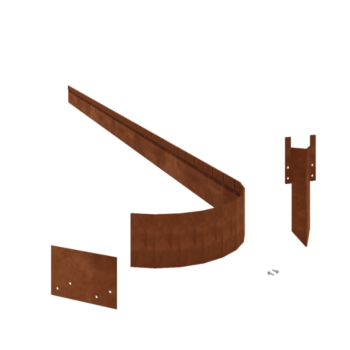 Bordure FLEX en acier corten à bord aplati 13 cm kit complet pour 15 mètres