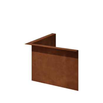 Bordure en acier corten à bord replié 22 cm angle intérieur