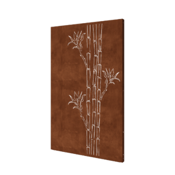Panneau décoratif en acier Corten - Bambou - 120 x 6 x 190 cm
