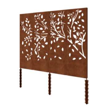 Panneau décoratif en acier Corten - Arbre Kit complet - 240 x 6 x 190 cm