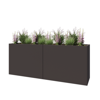 Jardinière XXL en acier - Rectangle - 200 x 50 x 80 cm - RAL7016 mat (gris anthracite) - Sanc plaque de fond