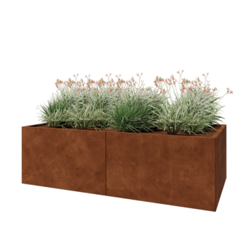 Jardinière XXL en acier Corten - Rectangle - 200 x 100 x 60 cm - Avec plaque de fond