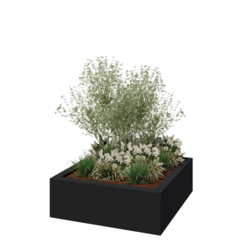 Jardinière en polyester - Carré - 120 x 120 x 40 cm - RAL7021 mat (gris noir) - Avec fond