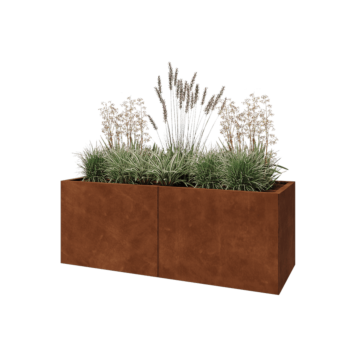 Jardinière XXL en acier Corten - Rectangle - 160 x 60 x 60 cm - Sanc plaque de fond