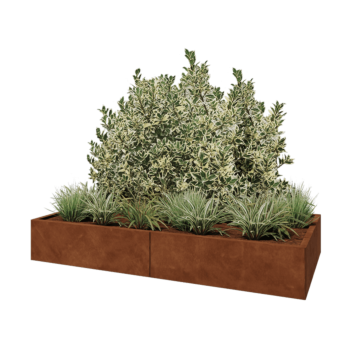 Jardinière XXL en acier Corten - Rectangle - 200 x 100 x 30 cm - Avec plaque de fond