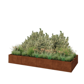 Jardinière XXL en acier Corten - Rectangle - 320 x 120 x 40 cm - Avec plaque de fond