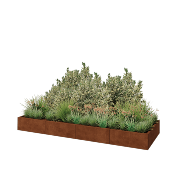 Jardinière XXL en acier Corten - Rectangle - 320 x 100 x 30 cm - Sanc plaque de fond