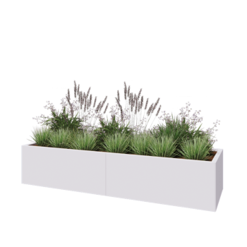 Jardinière XXL en acier - Rectangle - 200 x 60 x 40 cm - RAL9010 mat (blanc) - Sanc plaque de fond