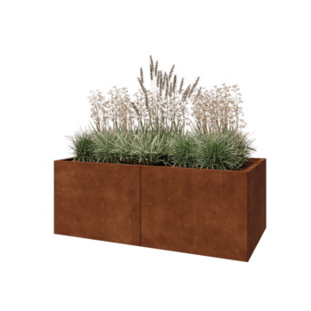 Jardinière XXL en acier Corten - Rectangle - 160 x 80 x 60 cm - Sanc plaque de fond