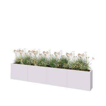 Jardinière XXL en acier - Rectangle - 320 x 30 x 60 cm - RAL9010 mat (blanc) - Sanc plaque de fond