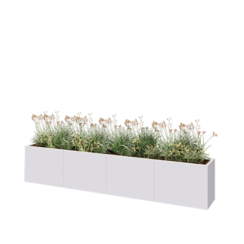 Jardinière XXL en acier - Rectangle - 320 x 40 x 60 cm - RAL9010 mat (blanc) - Avec plaque de fond