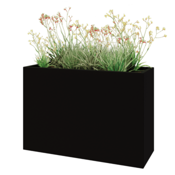 Jardinière en polyester - Rectangle - 120 x 40 x 80 cm - RAL9005 mat (noir) - Avec fond