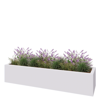 Jardinière en polyester - Rectangle - 200 x 50 x 40 cm - RAL9010 mat (blanc) - Avec fond