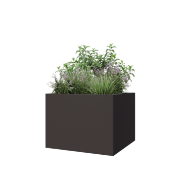 Jardinière en acier - Carré - 80 x 80 x 60 cm - RAL7016 mat (gris anthracite) - Avec plaque de fond