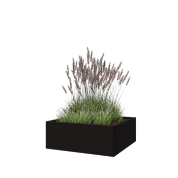 Jardinière en acier - Carré - 80 x 80 x 30 cm - RAL9005 mat (noir) - Sanc plaque de fond