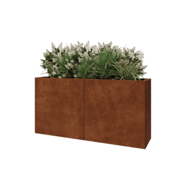 Jardinière XXL en acier Corten - Rectangle - 160 x 40 x 80 cm - Avec plaque de fond