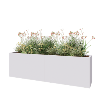 Jardinière XXL en acier - Rectangle - 200 x 40 x 60 cm - RAL9010 mat (blanc) - Sanc plaque de fond