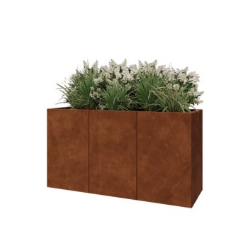 Jardinière XXL en acier Corten - Rectangle - 150 x 50 x 80 cm - Avec plaque de fond
