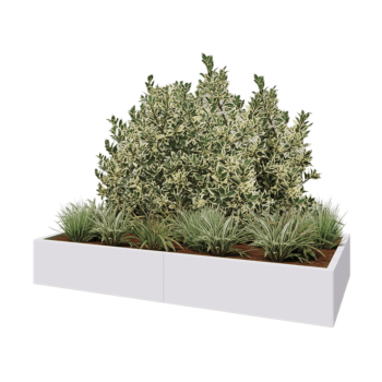 Jardinière XXL en acier - Rectangle - 200 x 100 x 30 cm - RAL9010 mat (blanc) - Avec plaque de fond