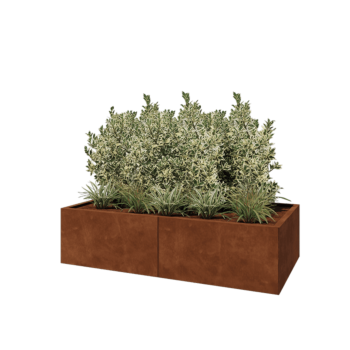 Jardinière XXL en acier Corten - Rectangle - 160 x 80 x 40 cm - Avec plaque de fond