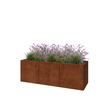 Jardinière XXL en acier Corten - Rectangle - 150 x 50 x 50 cm - Sanc plaque de fond