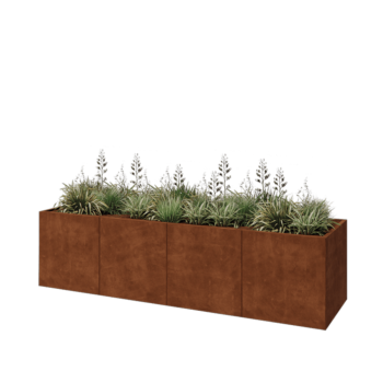 Jardinière XXL en acier Corten - Rectangle - 320 x 80 x 80 cm - Sanc plaque de fond