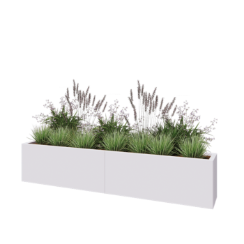 Jardinière XXL en acier - Rectangle - 200 x 30 x 40 cm - RAL9010 mat (blanc) - Avec plaque de fond