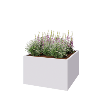 Jardinière en acier - Carré - 100 x 100 x 60 cm - RAL9010 mat (blanc) - Sanc plaque de fond