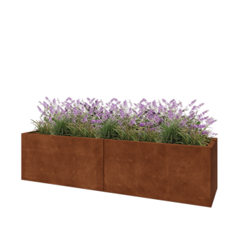 Jardinière XXL en acier Corten - Rectangle - 200 x 50 x 50 cm - Avec plaque de fond