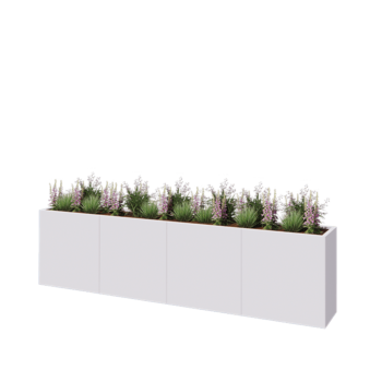 Jardinière XXL en acier - Rectangle - 320 x 40 x 80 cm - RAL9010 mat (blanc) - Sanc plaque de fond