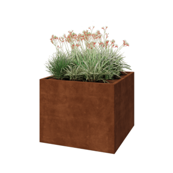 Jardinière en acier Corten - Carré - 100 x 100 x 80 cm - Avec plaque de fond
