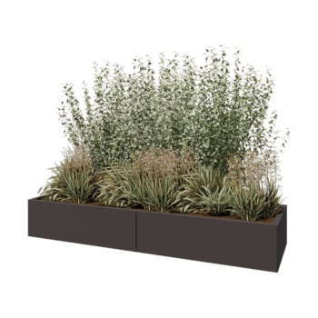 Jardinière XXL en acier - Rectangle - 200 x 60 x 30 cm - RAL7016 mat (gris anthracite) - Avec plaque de fond