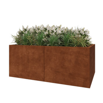 Jardinière XXL en acier Corten - Rectangle - 200 x 80 x 80 cm - Avec plaque de fond