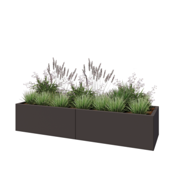 Jardinière XXL en acier - Rectangle - 200 x 60 x 40 cm - RAL7016 mat (gris anthracite) - Sanc plaque de fond