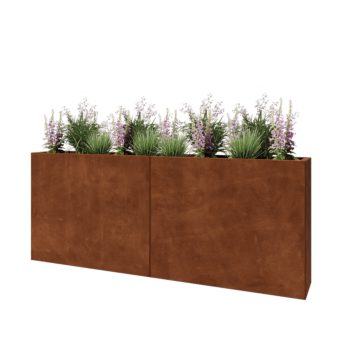 Jardinière XXL en acier Corten - Rectangle - 200 x 30 x 80 cm - Sanc plaque de fond