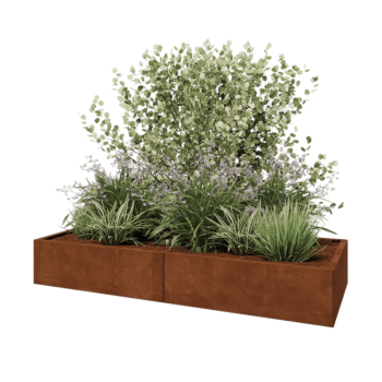 Jardinière XXL en acier Corten - Rectangle - 200 x 80 x 30 cm - Sanc plaque de fond