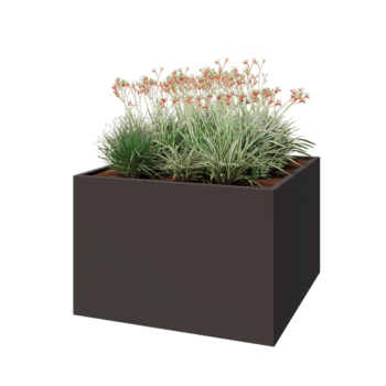 Jardinière en acier - Carré - 120 x 120 x 80 cm - Autre couleur RAL - Sanc plaque de fond