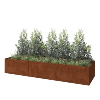Jardinière XXL en acier Corten - Rectangle - 360 x 100 x 60 cm - Sanc plaque de fond