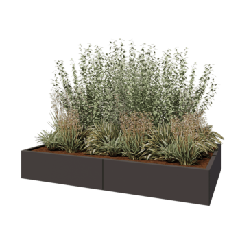 Jardinière XXL en acier - Rectangle - 200 x 120 x 30 cm - RAL7016 mat (gris anthracite) - Sanc plaque de fond