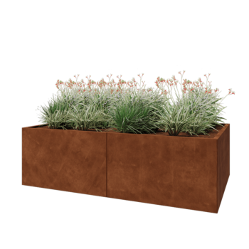 Jardinière XXL en acier Corten - Rectangle - 200 x 80 x 60 cm - Avec plaque de fond