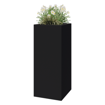 Jardinière en polyester - Carré - 50 x 50 x 120 cm - RAL7021 mat (gris noir) - Avec fond