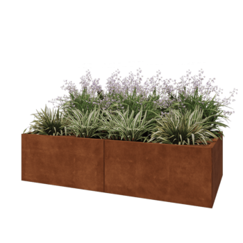 Jardinière XXL en acier Corten - Rectangle - 200 x 100 x 50 cm - Avec plaque de fond