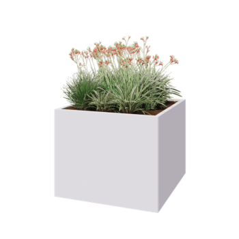 Jardinière en acier - Carré - 100 x 100 x 80 cm - RAL9010 mat (blanc) - Sanc plaque de fond